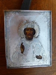 Russian icon with silver