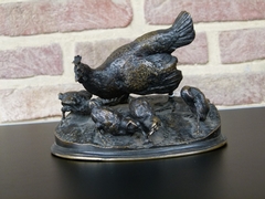 Napoleon III Sculpture by P.J.Mene of mother chicken and chickens