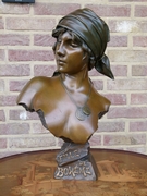Art-nouveau Sculpture of a lady,s buste by E. Villanis 