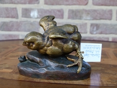 Napoleon III Sculpture by C.Masson of a young bird playind with a snail