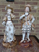 Bell epoque romantic pair Meissen porcelain sculptures