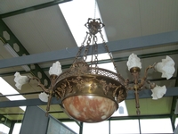 A bronze and alabaster lamp in Louis 16 styl.